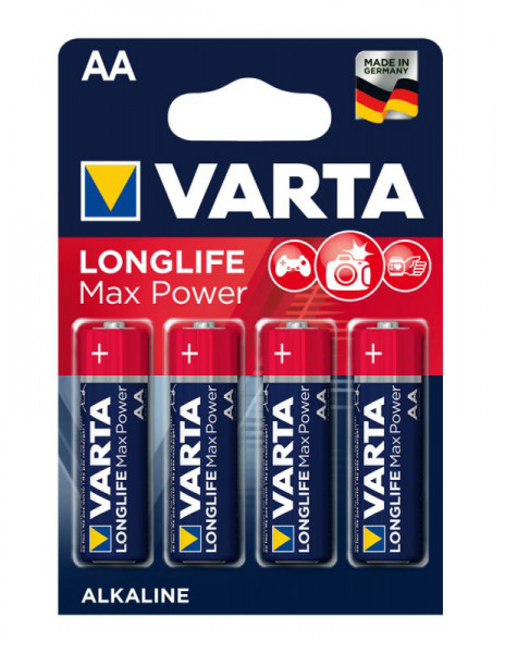 Batterien AA Mignon 4706, Varta LONGLIFE Max Power, 4 Stück, LR6, AA, Mignon, LR6EE, AM3, Size M