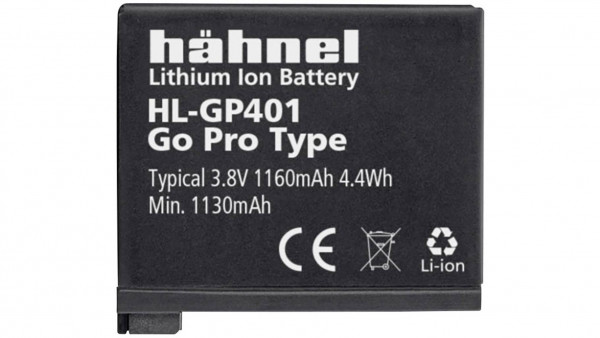 Akku Hähnel HL-GP401, für Action-Kamera GoPro HERO4, wie AHDBT-401, BT-401, Li-Ion